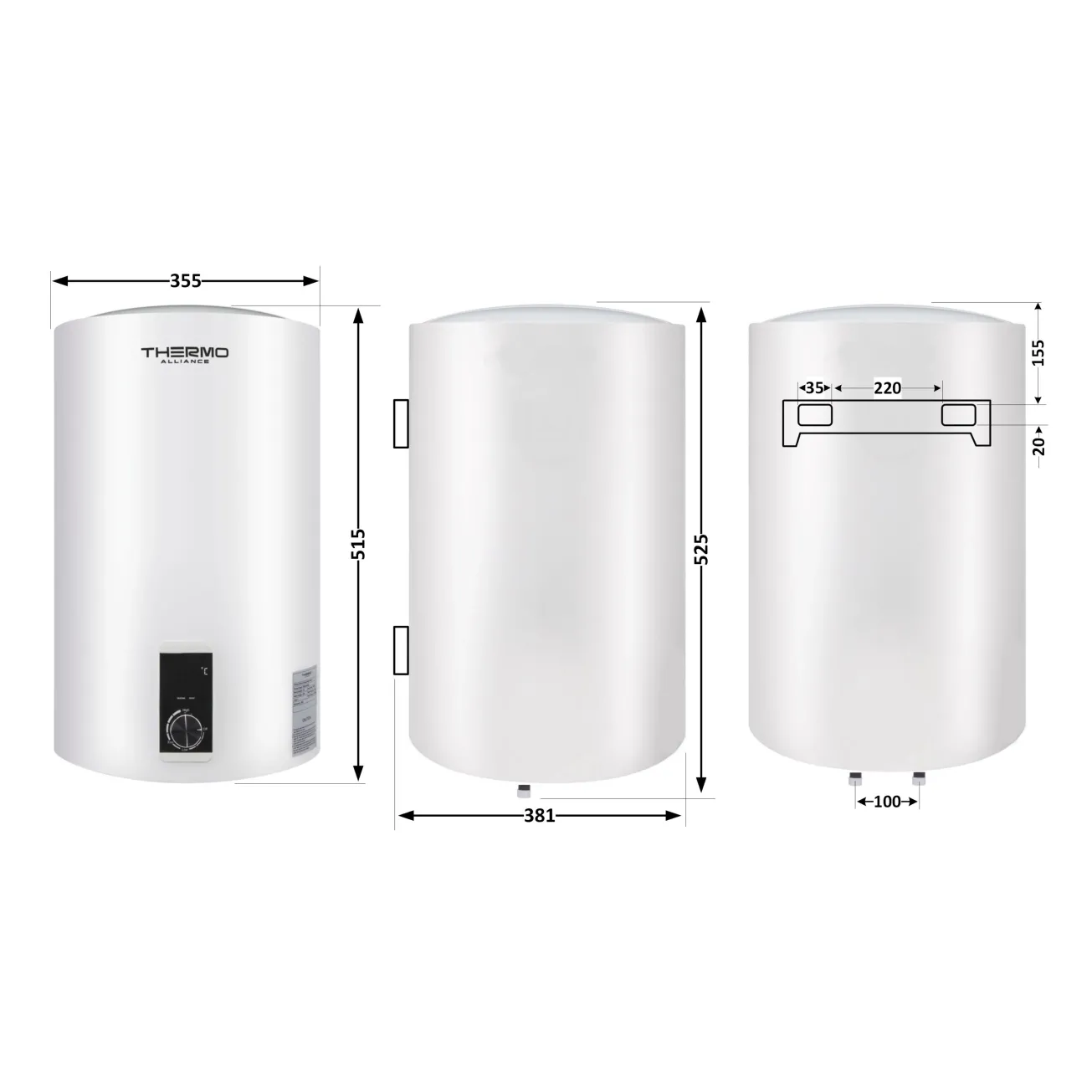 Водонагреватель электрический Thermo Alliance 30 л вертикальный, сухой ТЭН 1,6 кВт (D30V16J1(D)K) Фото - 1