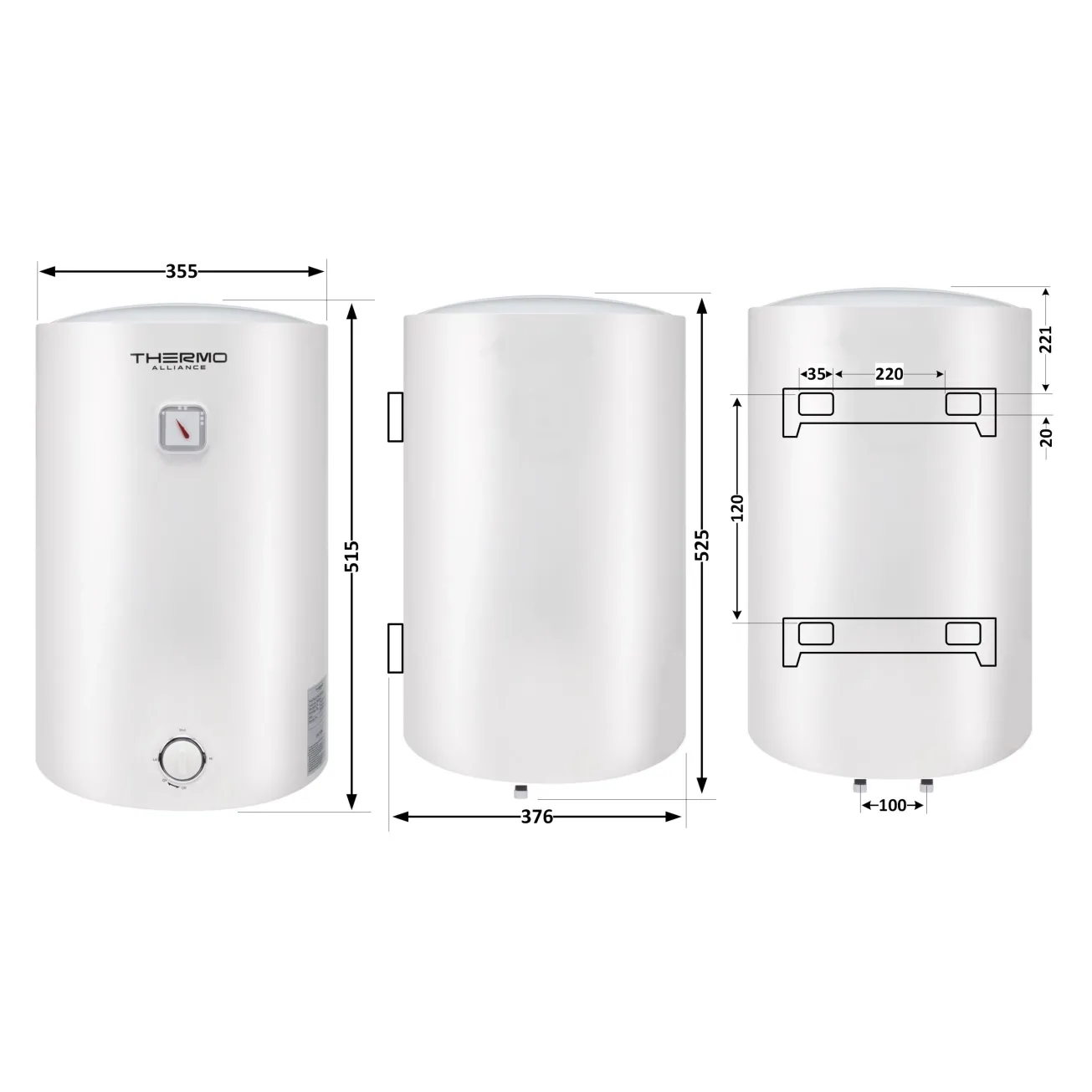 Водонагреватель электрический Thermo Alliance 30 л универсальный, мокрый ТЭН 1,5 кВт (D30VH15Q1) Фото - 1
