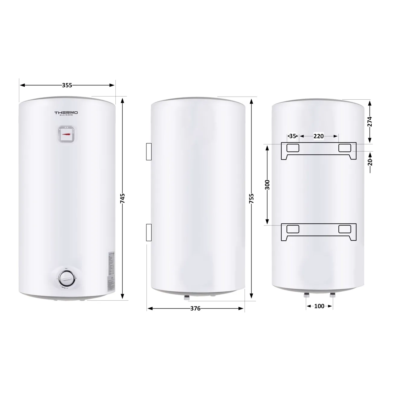 Водонагрівач електричний Thermo Alliance 50 л SLIM вертикальний, мокрий ТЕН 1,5 кВт (D50V15Q1) Фото - 1