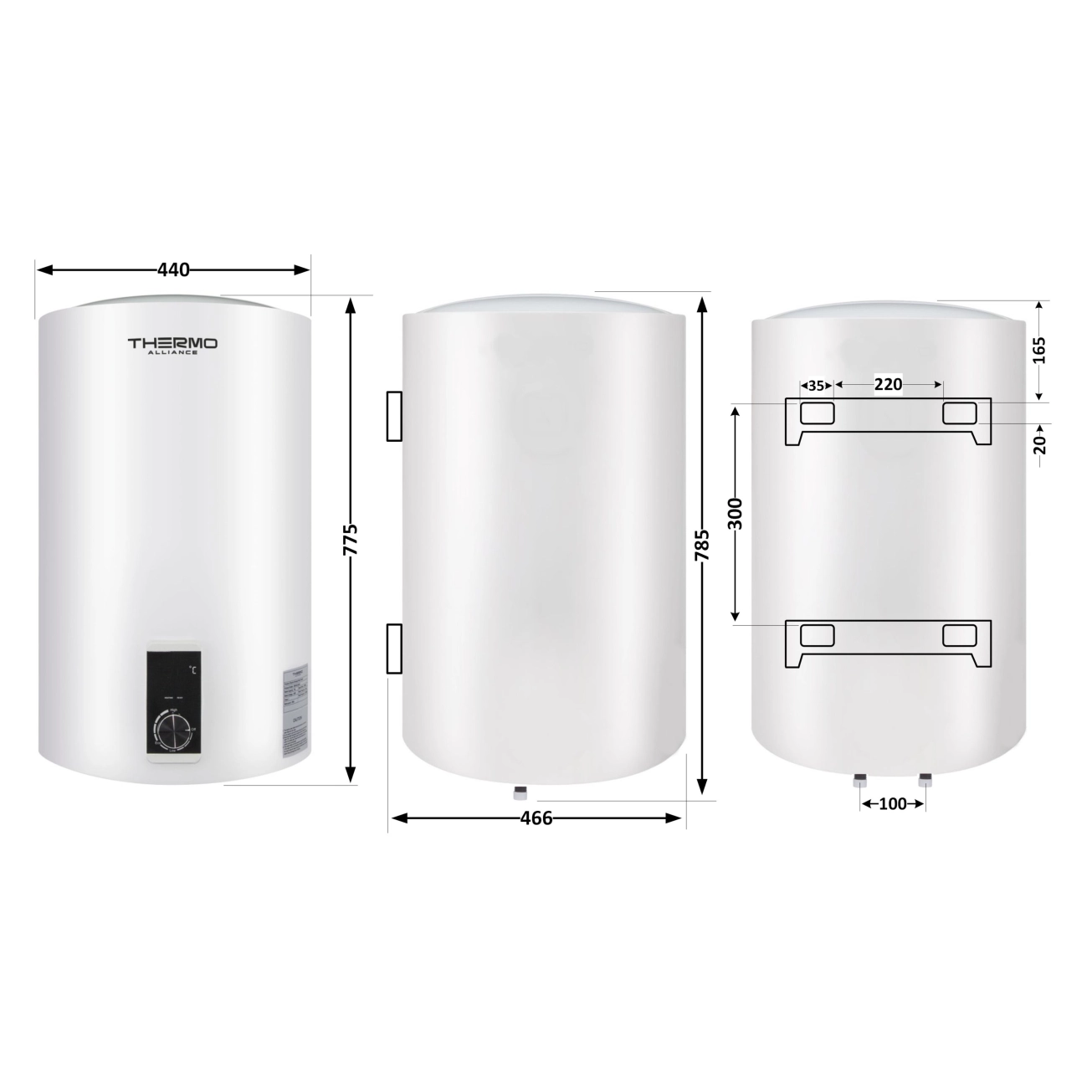 Водонагрівач електричний Thermo Alliance 80 л вертикальний, сухий ТЕН 2,0 кВт (D80V20J3(D)K) Фото - 1