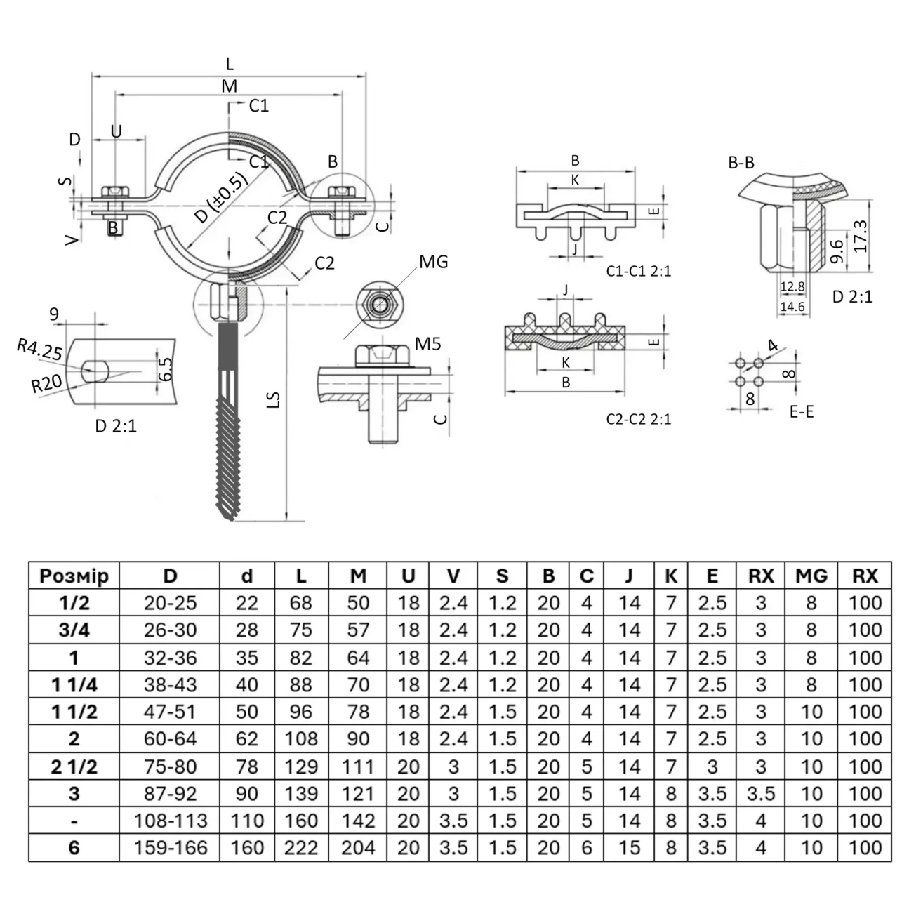 Хомут Thermo Alliance Standart 4" с черной резиной (D108-113 мм) SD100100B Фото - 1