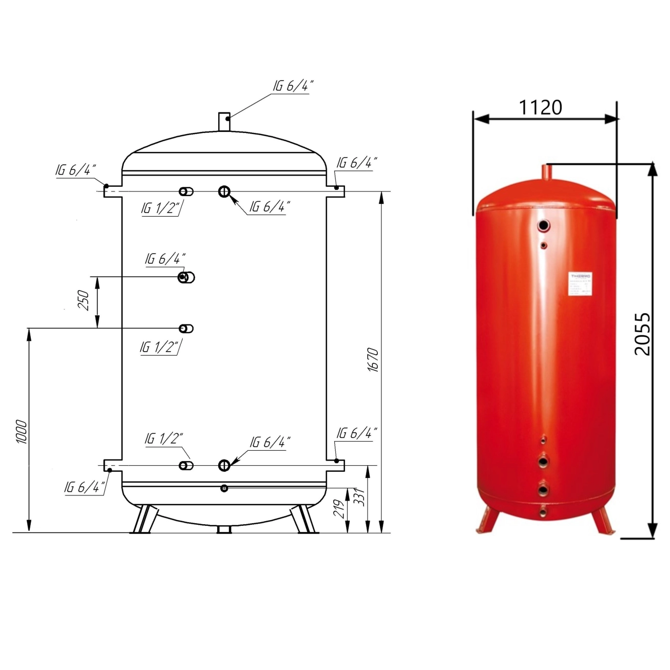 Теплоакумулятор Thermo Alliance TA-ТАМ-00 1500 (без ізоляції) Фото - 1