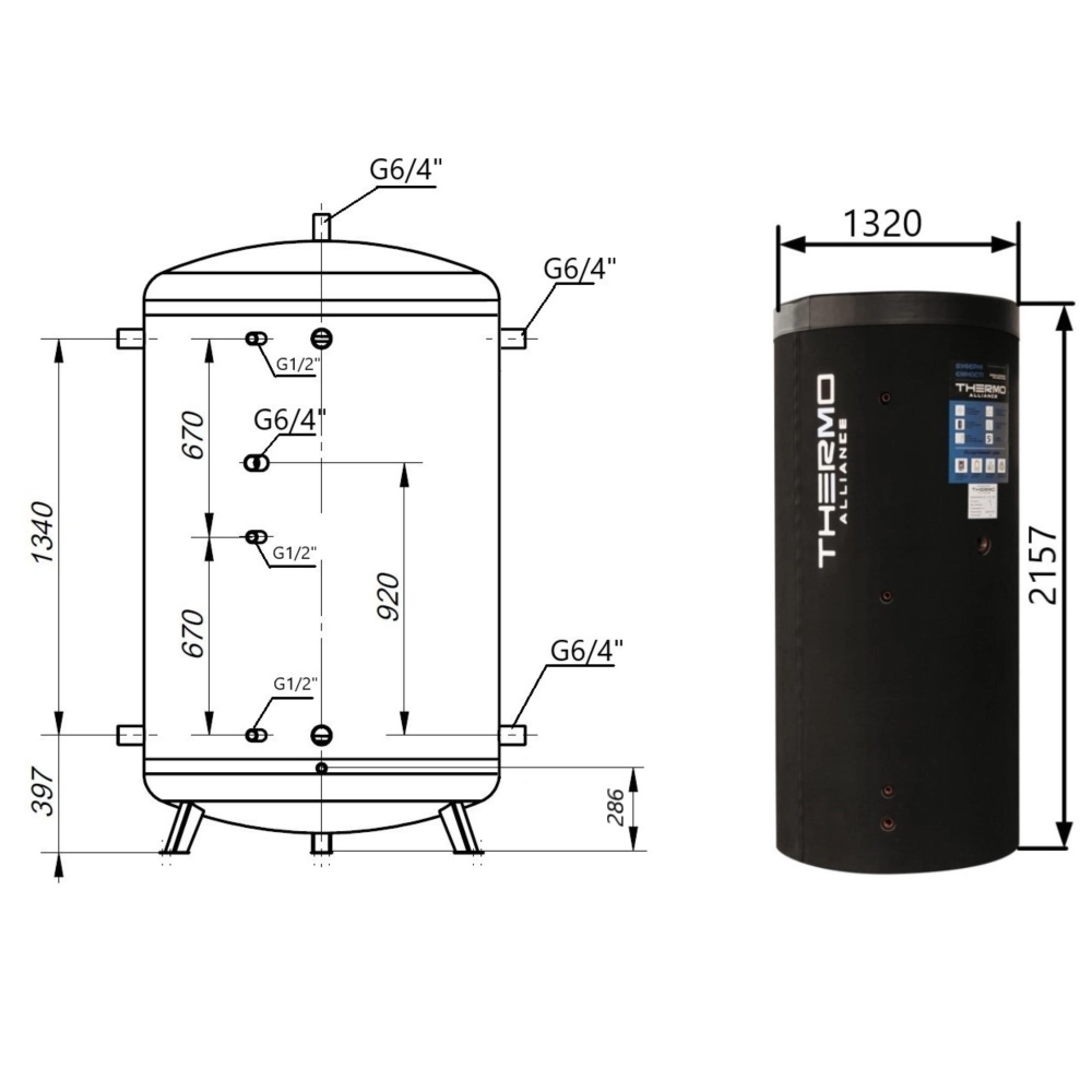 Теплоакумулятор Thermo Alliance TA-ТАМ-00 2000 60 мм Фото - 1