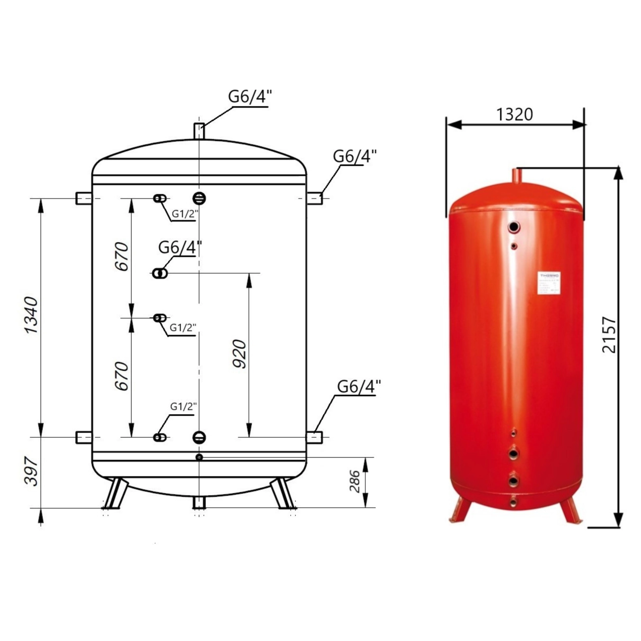 Теплоакумулятор Thermo Alliance TA-ТАМ-00 2000 (без ізоляції) Фото - 1