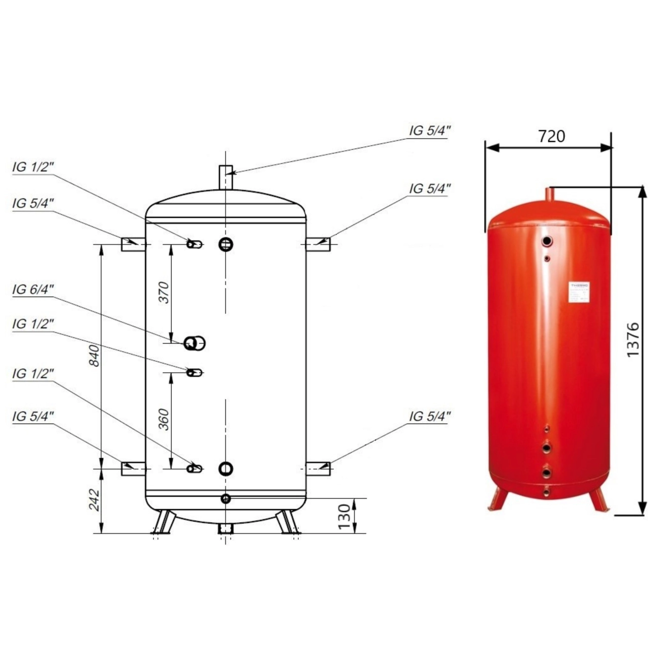Теплоаккумулятор Thermo Alliance TA-ТАМ-00 300 без изоляции Фото - 1