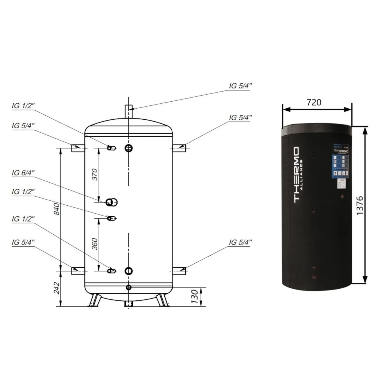 Теплоаккумулятор Thermo Alliance TA-ТАМ-00 350 с изоляцией 60 мм Фото - 1