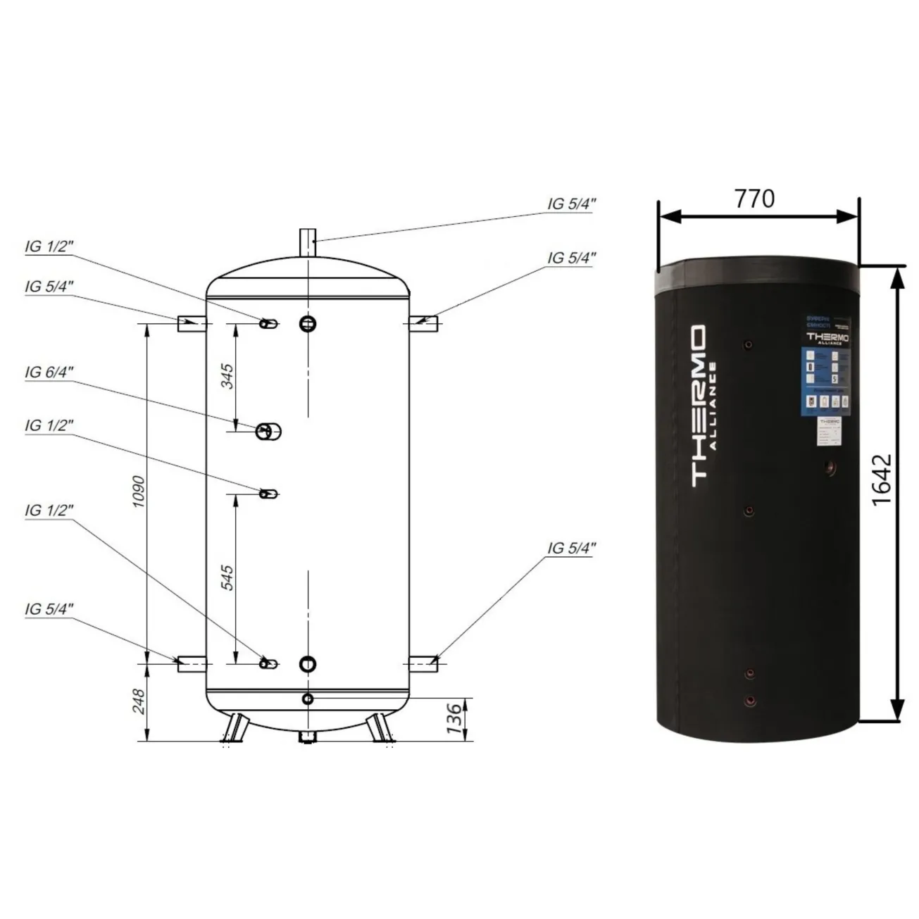 Теплоаккумулятор Thermo Alliance TA-ТАМ-00 500 с изоляцией 60 мм Фото - 1
