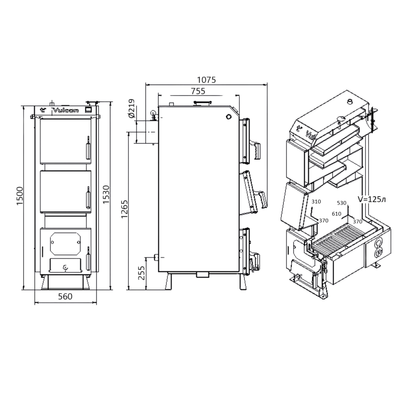 Котел твердотопливный стальной Thermo Alliance Vulcan V 4.0 SF 35 Фото - 7