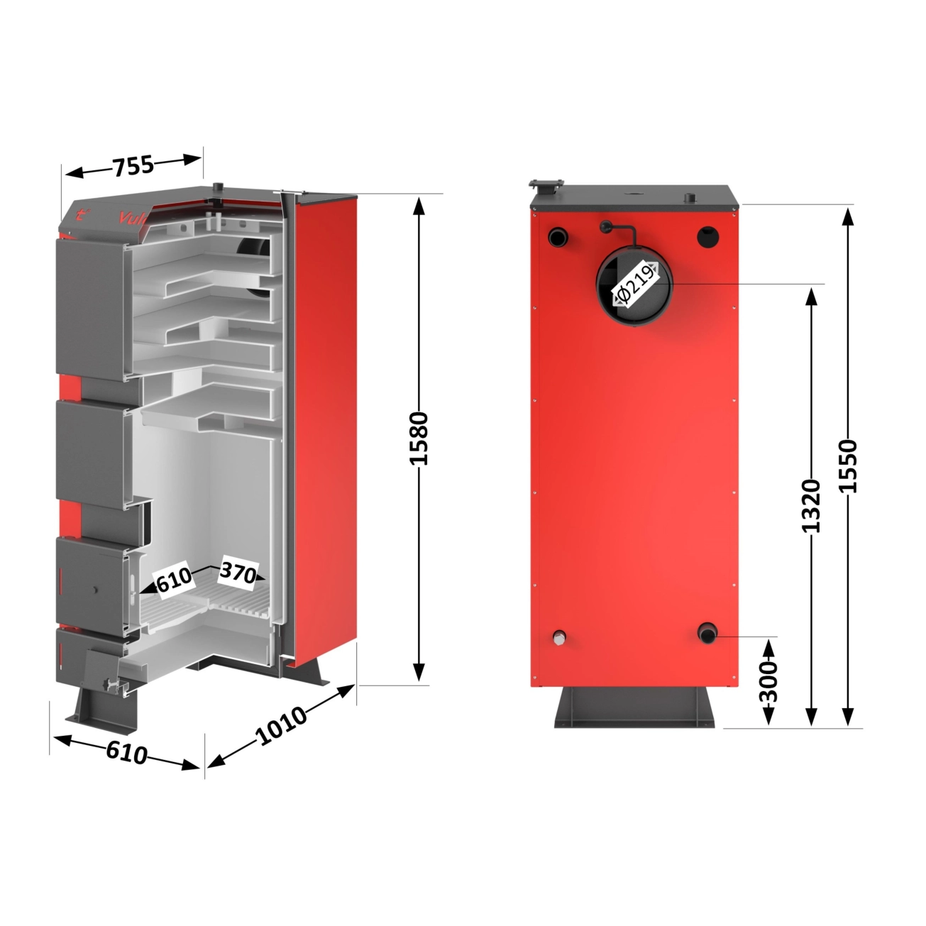 Котел твердотопливный стальной Thermo Alliance Vulcan V 4.0 SF 40 Фото - 1