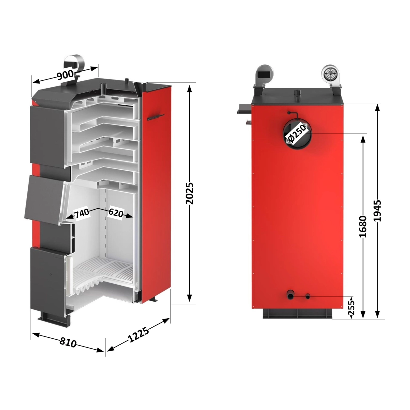 Котел твердотопливный стальной Thermo Alliance Vulcan Plus V 4.0 VPSFW 80 Фото - 1