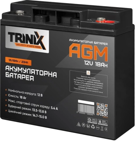 Акумуляторна батарея Trinix AGM 12V 18Ah (44-00036)