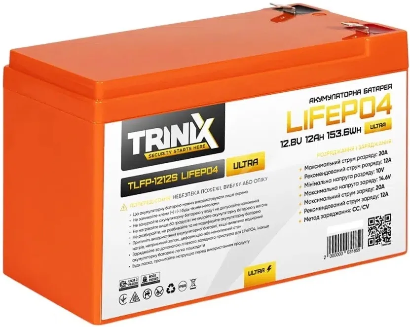 Аккумуляторная батарея Trinix TLFP-1212S Ultra LiFePO4 12Ah 12V (44-00091) Фото - 2