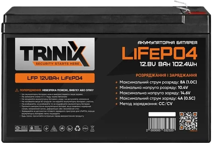 Акумуляторна батарея TriniX LFP 12V8Ah LiFePO4 12.8V 8Ah (44-00094) Фото - 1