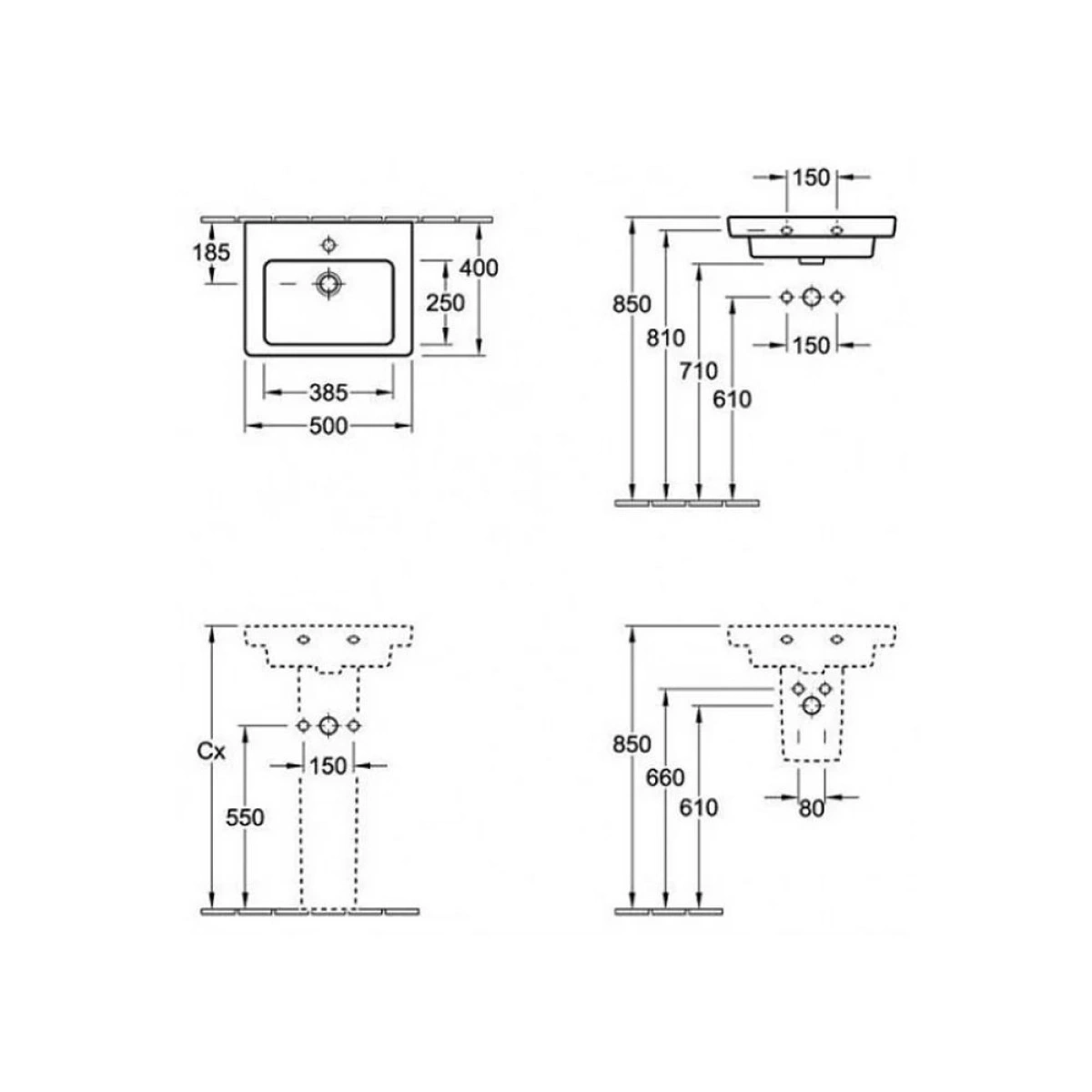 Умивальник Villeroy & Boch Subway 2.0, 50х40 см, білий глянець (73155001) Фото - 1