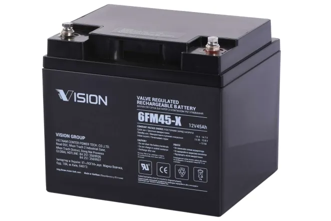 Аккумуляторная батарея Vision FM, 12В, 45А-ч, AGM, 12В, 45А-ч