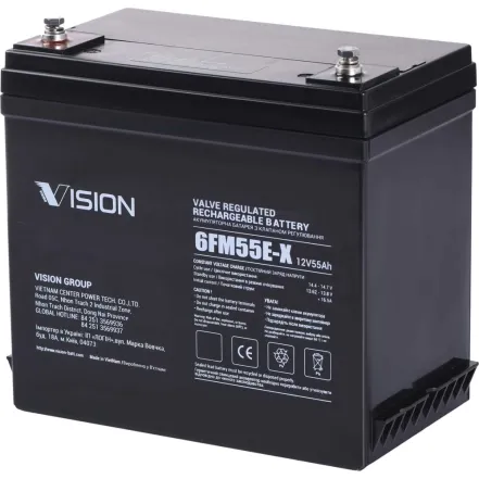 Аккумуляторная батарея Vision FM, 12В, 55А-ч, AGM, 12В, 55А-ч