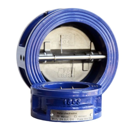 Клапан зворотний міжфланцевий Walver Ду 80 двохпелюстковий підпружинний, стулки н/ж