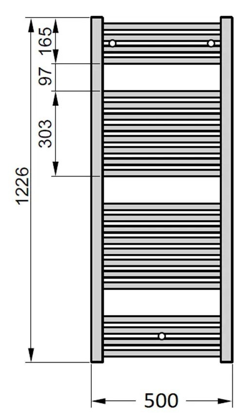 Рушникосушка комбінована Zehnder Virando 500x1226 мм хром (ABС-120-050-05-9016-NEX-MB)