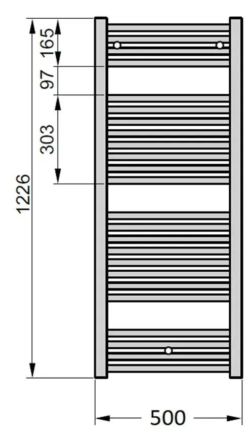 Рушникосушка комбінована Zehnder Virando 500x1226 мм хром (ABС-120-050-05-9016-NEX-MB)