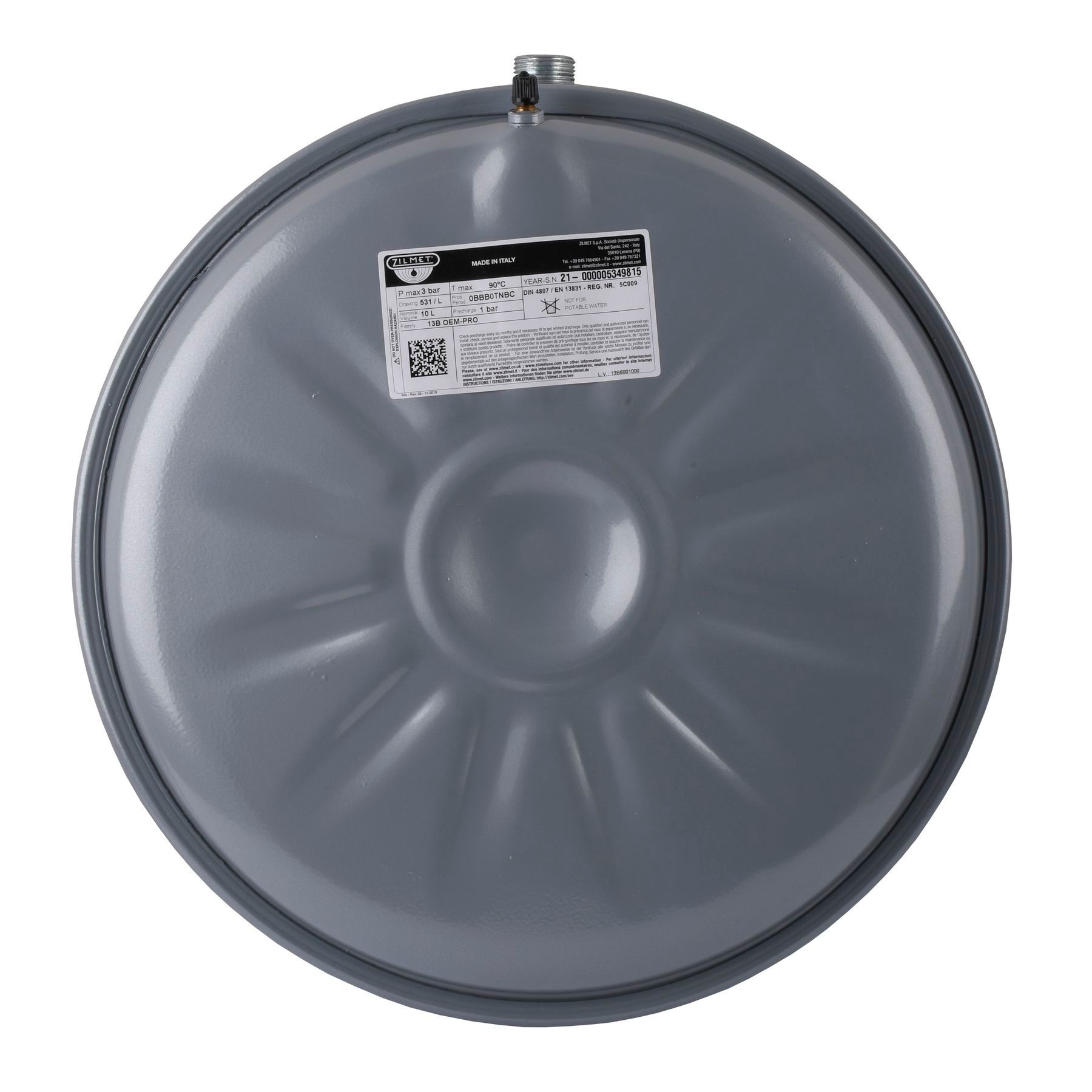 Бак Zilmet oem-pro для монтажу в котли  плоский, 10л. 3bar  рифлений, арт. 531 (13B6001018)