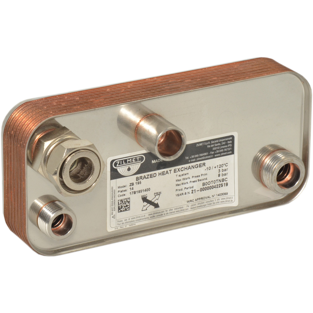 Теплообмінник Zilmet ZB 195, 14 пл. (INOX AISI 316L)(17B1951400)