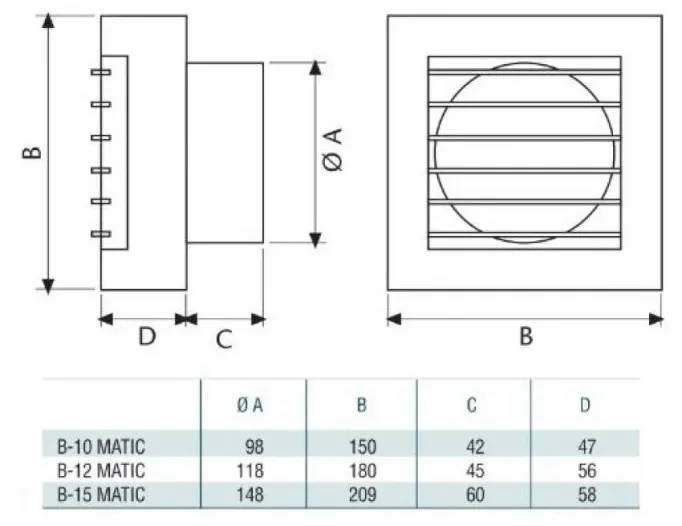 Вытяжной вентилятор Cata B-10 MATIC Фото - 2